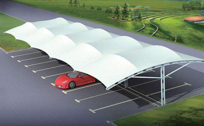双侧穹顶造型的膜结构车棚